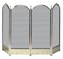 UniFlame S-2115 4 Fold Polished Brass Fireplace Screen with Decorative Filigree