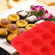 Ambox 12 Cup Silicone Muffin and Cupcake Baking Pans, Non-Stick, Easy To Clean, Oven/Microwave/Dishwasher/Freezer...