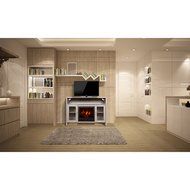 Decor Flame 42" Mantel Hudson Fireplace Media Console For TV's Up To 50"; New Grey Finish