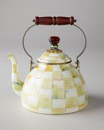 MacKenzie-Childs Parchment Check Enamel Tea Kettle - 2 Quart 7" dia., 10.5" tall (2 qt.)