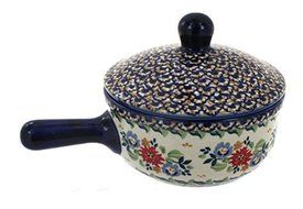 Polish Pottery Red Sunset Sauce Pot