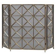 Geometric Champagne Iron Fireplace Screen | Diamond Firescreen Contemporary Metal
