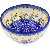 Polmedia Polish Pottery 6-inch Stoneware Bowl H0408C Hand Painted from Cer-Maz in Boleslawiec Poland. Shape S188C... N3