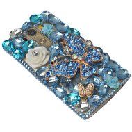 Spritech(TM) Clear Hard Bling Phone Case for LG G Stylo 2 LS775/LG Stylus 2 K520,Handmade Blue Crystal White Flower... N9