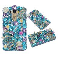 Spritech(TM) Clear Hard Bling Phone Case for LG G Stylo 2 LS775/LG Stylus 2 K520,Handmade Blue Crystal White Flower... N10