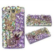 Spritech(TM) Clear Hard Bling Phone Case for LG G Stylo 2 LS775/LG Stylus 2 K520,Handmade Blue Crystal White Flower... N11