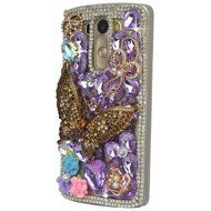 Spritech(TM) Clear Hard Bling Phone Case for LG G Stylo 2 LS775/LG Stylus 2 K520,Handmade Blue Crystal White Flower... N12