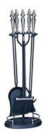 5 Pc Brushed Nickel &amp; Black Fireset W/ Double Rods