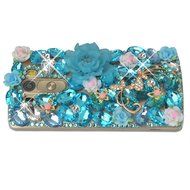 Spritech(TM) Clear Hard Bling Phone Case for LG G Stylo 2 LS775/LG Stylus 2 K520,Handmade Blue Crystal White Flower... N17