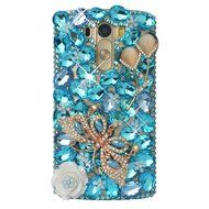 Spritech(TM) Clear Hard Bling Phone Case for LG G Stylo 2 LS775/LG Stylus 2 K520,Handmade Blue Crystal White Flower... N20