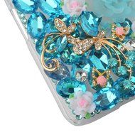 Spritech(TM) Bling Clear Phone Case For Motorola Moto G3/Moto G (3rd Gen),3D Handmade Blue Crystal Butterfly Small... N81