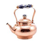 Old Dutch Solid Copper Hammered Tea Kettle with Ceramic Handle, 2 quart