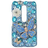 Spritech(TM) Bling Clear Phone Case For Motorola Moto G3/Moto G (3rd Gen),3D Handmade Blue Crystal Butterfly Small... N83