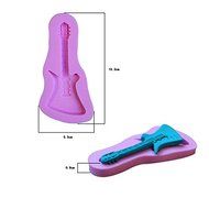 [Free Shipping] 3D Guitar Silicone Fandant Cake Mold Chocolate Polymer Clay Mould // Silicona guitarra 3d molde... N2