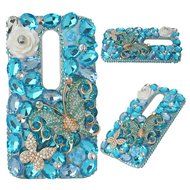 Spritech(TM) Bling Clear Phone Case For Motorola Moto G3/Moto G (3rd Gen),3D Handmade Blue Crystal Butterfly Small... N109