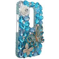 Spritech(TM) Bling Clear Phone Case For Motorola Moto G3/Moto G (3rd Gen),3D Handmade Blue Crystal Butterfly Small... N111