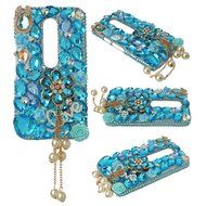 Spritech(TM) Bling Clear Phone Case For Motorola Moto G3/Moto G (3rd Gen),3D Handmade Blue Crystal Butterfly Small... N117
