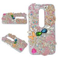 Spritech(TM) Bling Clear Phone Case For Motorola Moto G3/Moto G (3rd Gen),3D Handmade Blue Crystal Butterfly Small... N119