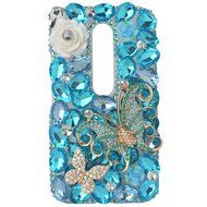 Spritech(TM) Bling Clear Phone Case For Motorola Moto G3/Moto G (3rd Gen),3D Handmade Blue Crystal Butterfly Small... N120