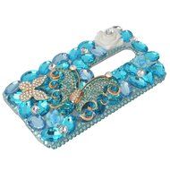 Spritech(TM) Bling Clear Phone Case For Motorola Moto G3/Moto G (3rd Gen),3D Handmade Blue Crystal Butterfly Small... N121