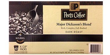 Peets Major Dickason's Dark Roast Coffee Rich, Complex, Full Bodied 60 K-cups