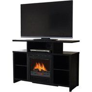 Modern Black Electric Heater Fireplace for TVs up to 37" | Entertainment Console Storage Cabinet and Stand That...