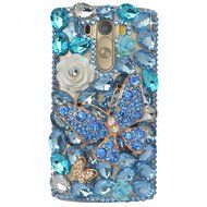 Spritech(TM) Clear Hard Bling Phone Case for LG G Stylo 2 LS775/LG Stylus 2 K520,Handmade Blue Crystal White Flower... N21