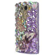 Spritech(TM) Clear Hard Bling Phone Case for LG G Stylo 2 LS775/LG Stylus 2 K520,Handmade Blue Crystal White Flower... N23
