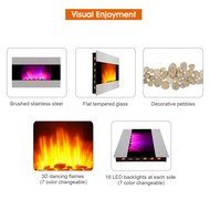 Finether 1500W Adjustable Wall Mounted Electric Fireplace Heater with 3D Patented Flame, 7 Color Changeable LED... N2
