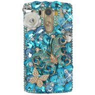 Spritech(TM) Clear Hard Bling Phone Case for LG G Stylo 2 LS775/LG Stylus 2 K520,Handmade Blue Crystal White Flower... N27