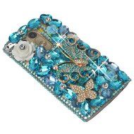 Spritech(TM) Clear Hard Bling Phone Case for LG G Stylo 2 LS775/LG Stylus 2 K520,Handmade Blue Crystal White Flower... N28