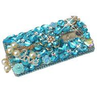 Spritech(TM) Clear Hard Bling Phone Case for LG G Stylo 2 LS775/LG Stylus 2 K520,Handmade Blue Crystal White Flower... N30