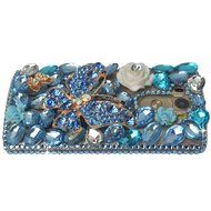 Spritech(TM) Clear Hard Bling Phone Case for LG G Stylo 2 LS775/LG Stylus 2 K520,Handmade Blue Crystal White Flower... N32