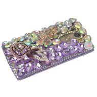 Spritech(TM) Clear Hard Bling Phone Case for LG G Stylo 2 LS775/LG Stylus 2 K520,Handmade Blue Crystal White Flower... N34