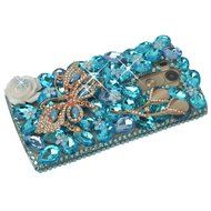Spritech(TM) Clear Hard Bling Phone Case for LG G Stylo 2 LS775/LG Stylus 2 K520,Handmade Blue Crystal White Flower... N39