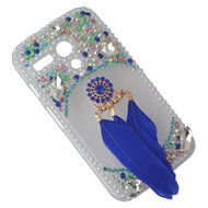 HTC Desire 626 Case,Yaheeda 3D Pearls Sparkle Plume Feather Chain Fashion Bling PC Hard Case for HTC Desire 626 N5