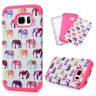 Badalink Galaxy S7 Edge Case Soft TPU Shockproof Rubber Skin Gel Inner Case + Full Edge Easy Grip Cute Elephants... N2