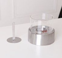 Fire Desire's Orbe Fireplace - Round Shape for Table Top, Stainless Steel Finish, Tempered Glass, Both Indoor... N5