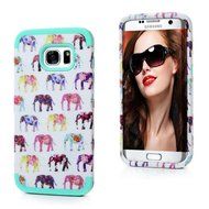 Badalink Galaxy S7 Edge Case Soft TPU Shockproof Rubber Skin Gel Inner Case + Full Edge Easy Grip Cute Elephants... N3