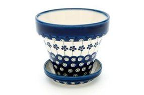 Polish Pottery Flowering Peacock Small Flower Pot