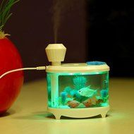 YJY 460mL Aquarium Air Purifier Humidifier, Fake Fish Bowls Aquatic Pets Home Decor, Colorful LED Night Light... N4