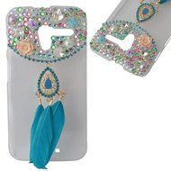HTC Desire 626 Case,Yaheeda 3D Pearls Sparkle Plume Feather Chain Fashion Bling PC Hard Case for HTC Desire 626 N10