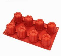 Silicone Mold Muffin Jelly Cake Baking Pan 8-cavity 2.5inch Height 2inch Dia. Caneles Mould