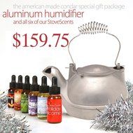 Holiday Special Gift Package &ndash; MOONLIGHT SILVER Cast Aluminum Half-Kettle Steamer with CHROME Handle and SIX Stove...