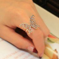 Elegant Women Rose Gold Filled with AAA CZ Hollow Butterfly Shape Ring Size 7