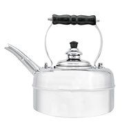 Simplex Teakettles Solid Mirror Whistling Kettle with Brass Fixings, Chrome N4