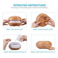SAVFY 100ml Aromatherapy Essential Oil Diffuser Wood Grain Design with 7 Color LED Lights Changing and Waterless... N9