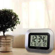 La Crosse Technology WT-8005U-S Atomic Digital Wall Clock with Indoor Temperature, Silver N3