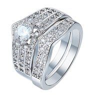 Women Fashion Round Cut White Topaz Ring Set 925 Silver Wedding Jewelry New (8)