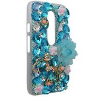 Spritech(TM) Bling Clear Phone Case For Motorola Moto G3/Moto G (3rd Gen),3D Handmade Blue Crystal Butterfly Small... N139